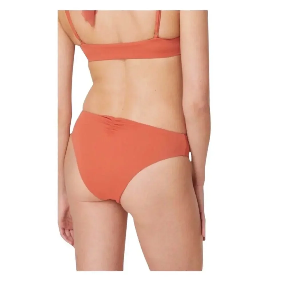 Andie NWT The Symi Sustainable High Leg Cut Low Rise Bikini Bottom Cedar XL